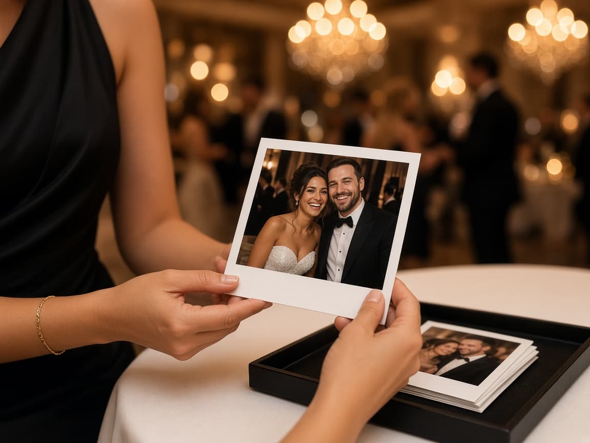 Guest holding a 4×6 photo print from a ZelphyPix photo booth